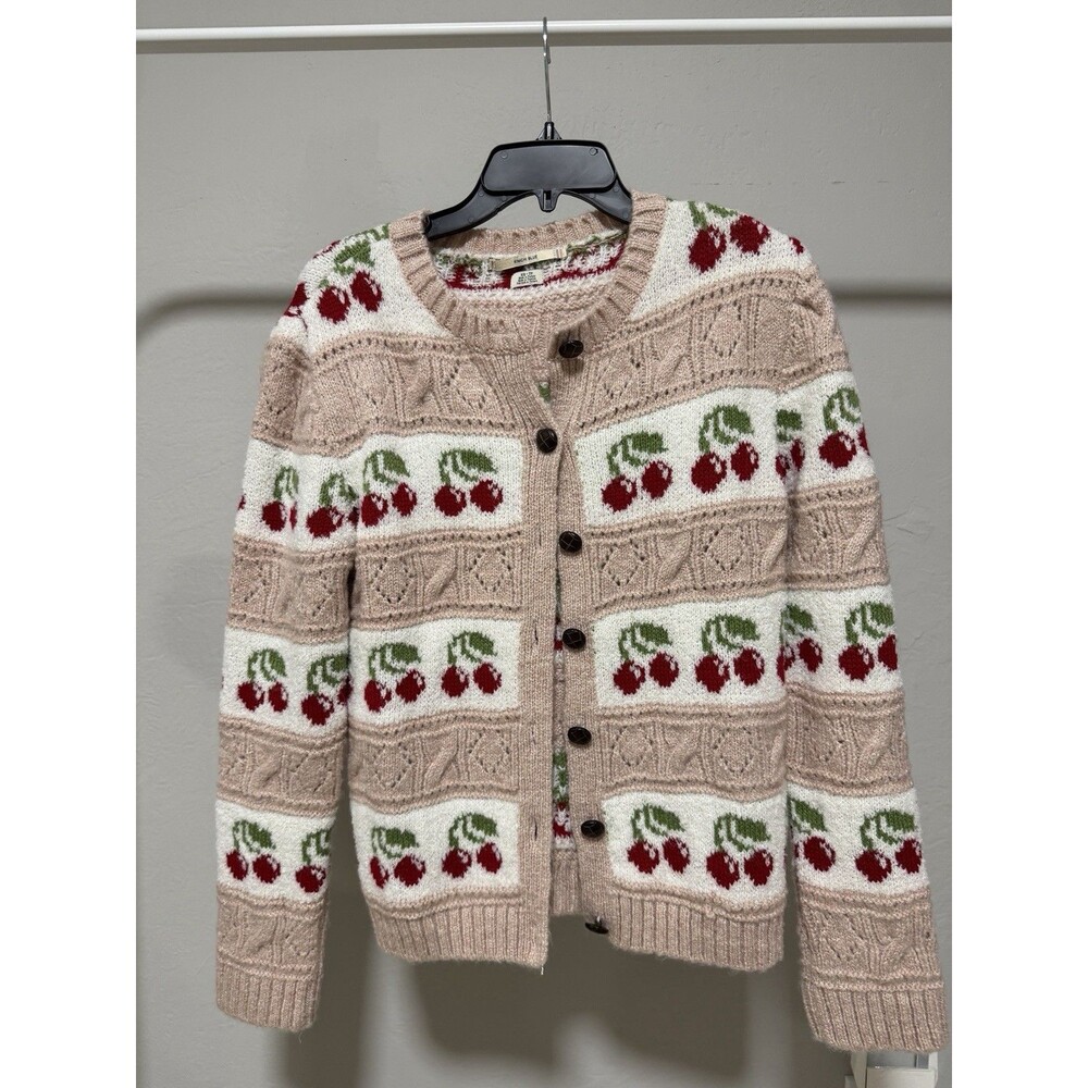 NWT Urban Outfitter Kimchi Blue Cherry Print Knit Cardigan, Size XS - Picture 4 of 9